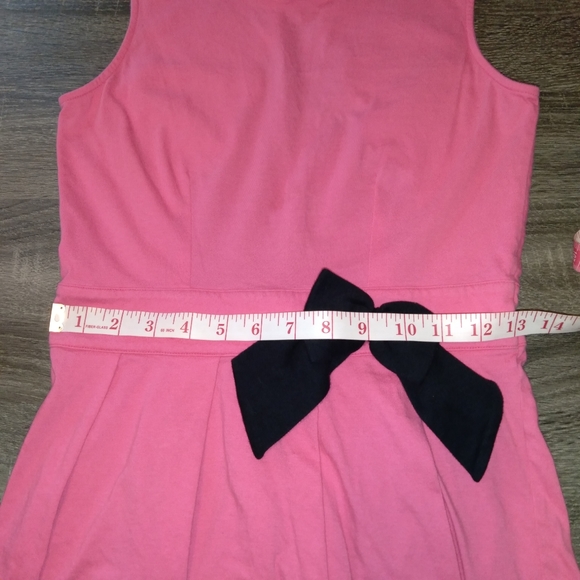 Kanva Fashion Cotton Pleated Dress Sleeveless Pink with Black Bow Size S - Picture 6 of 8